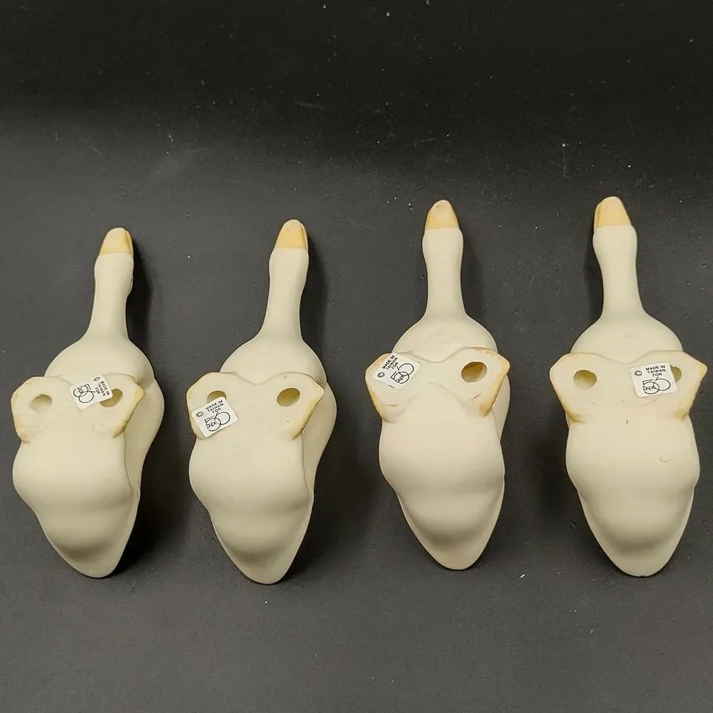 Dept 56 Geese Porcelain Napkin Rings Set of 4 Goose Duck Birds Country Farmhouse